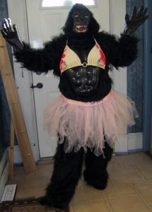 Funny Gorilla with bikini top and tutu